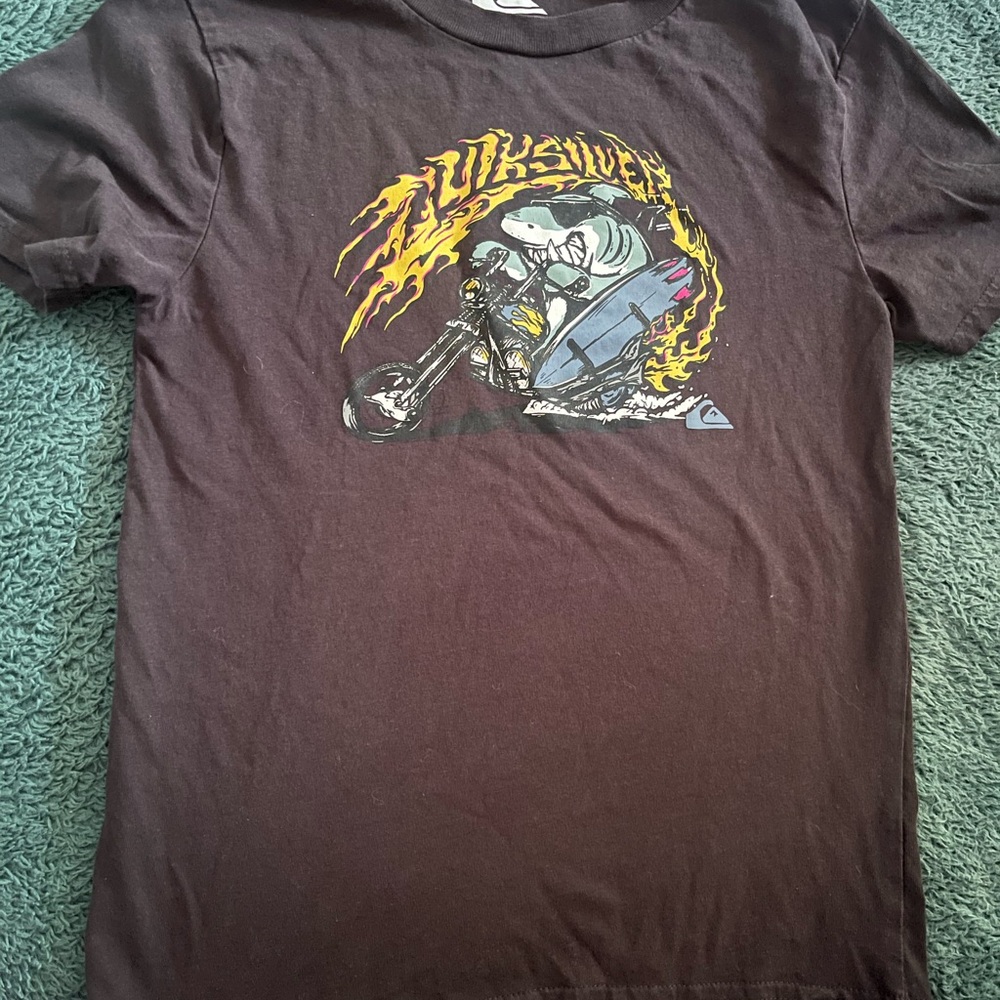 Quiksilver boys Black Graphic Motorcycle T-Shirt